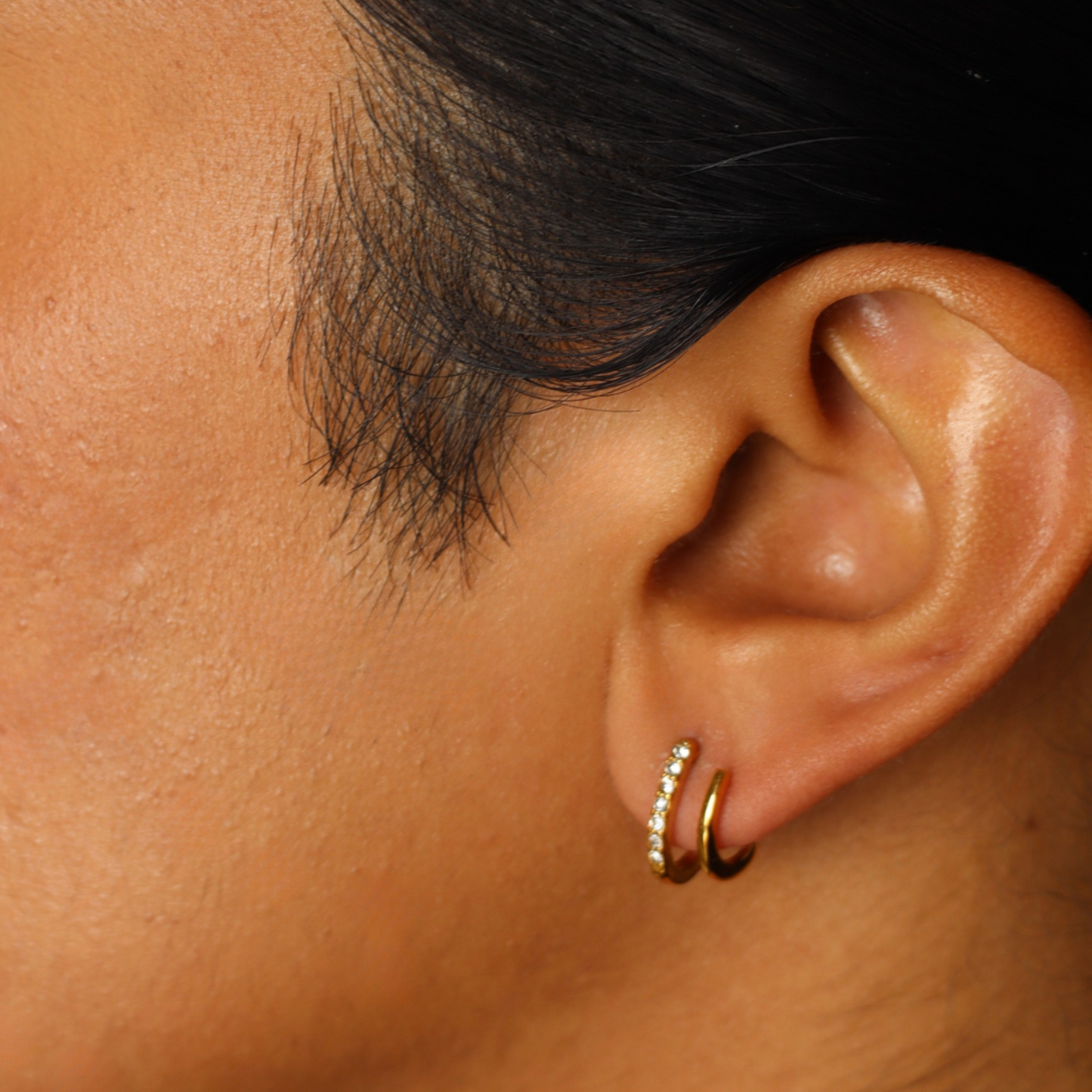 Boucles d'oreilles doubles créoles en or