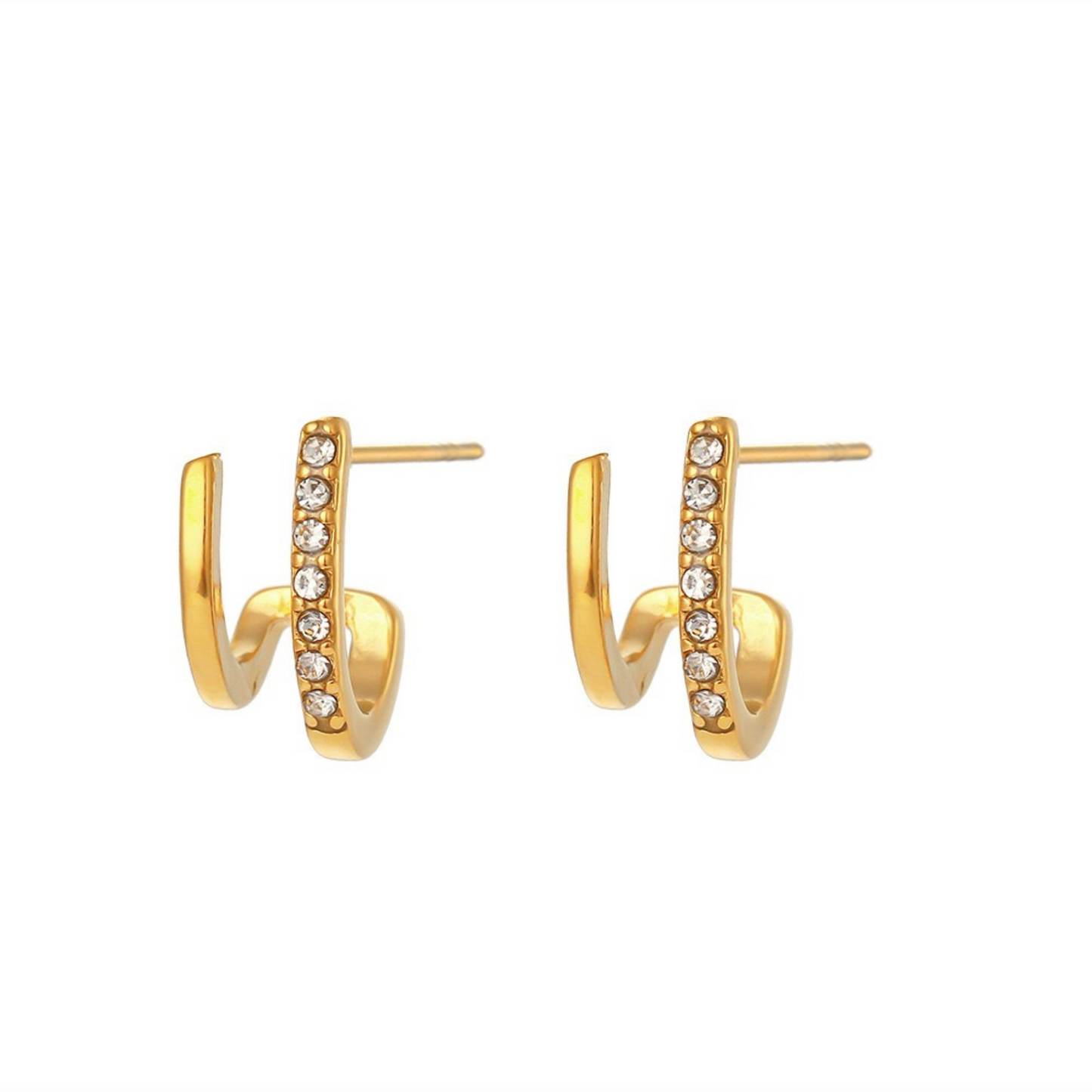 Boucles d'oreilles doubles créoles en or