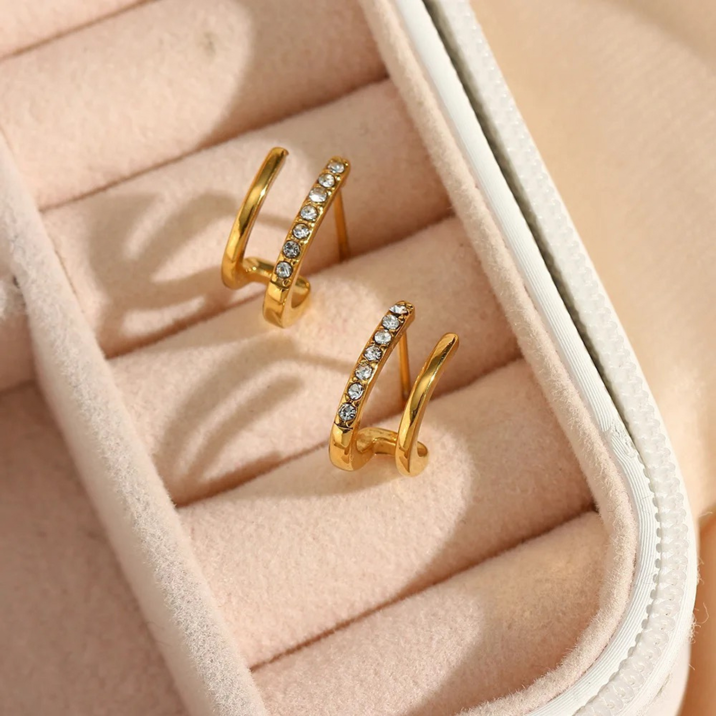 Boucles d'oreilles doubles créoles en or