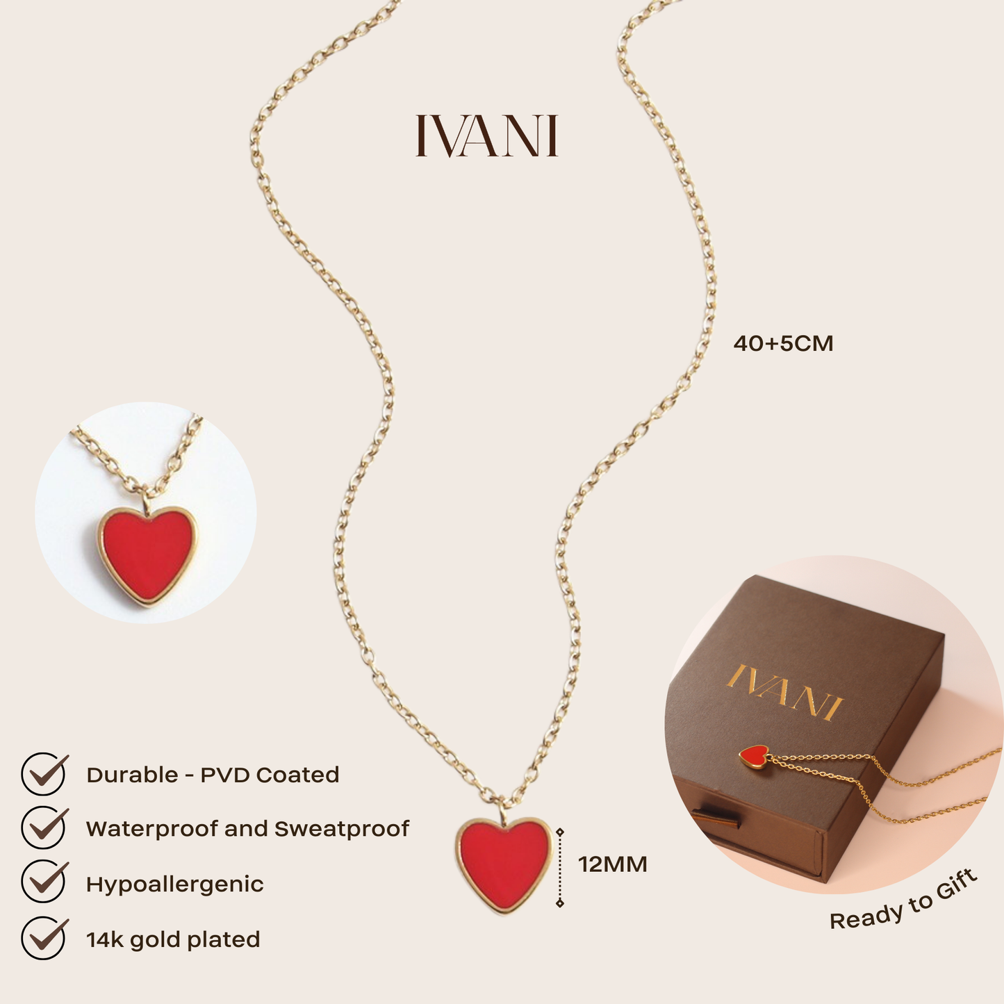 Collier Coeur Rouge