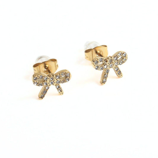 Boucle d'oreille ruban avec strass