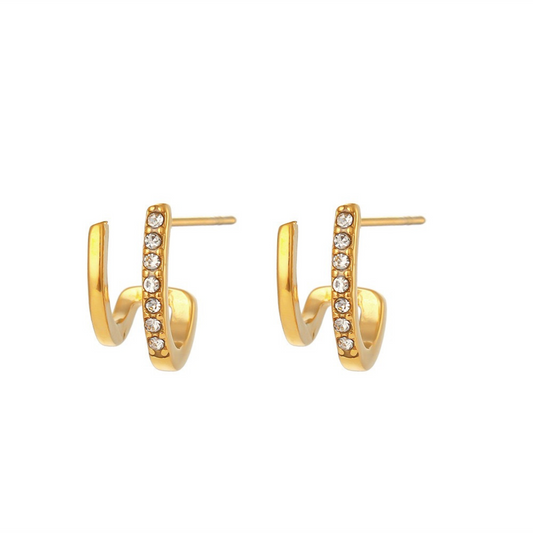 Boucles d'oreilles doubles créoles en or
